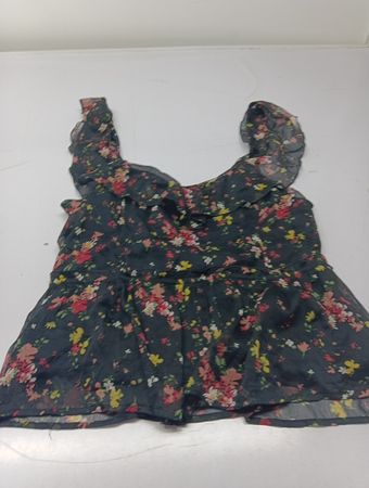 Blusen-Oberteil mit Blumenmuster und Rüschen