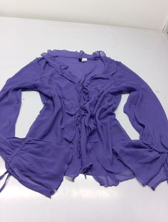 Geteilter violetter transparenter Langarm-Bluse