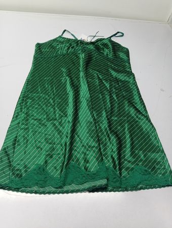 Warner's Sleepwear grünes gestreiftes Unterkleid mit Spitzenbesatz