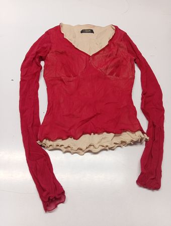 L'EQUIPE Rotes Mesh-Langarmshirt