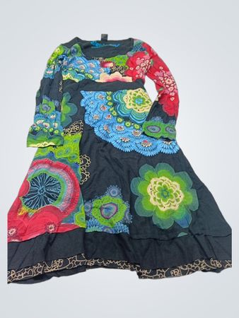 Desigual Floral Patchwork Kleid mit langen Ärmeln