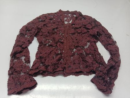 Bordeauxrote Spitzbluse mit langen Ärmeln