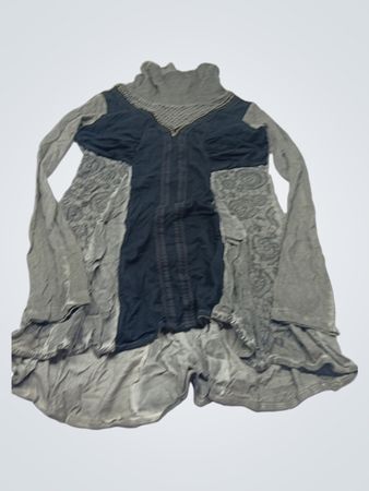 Anynevers Damen graues asymmetrisches Tunika-Kleid