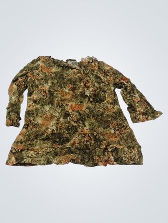 Langärmeliges, gerafftes Tunika-Kleid mit floralem Muster