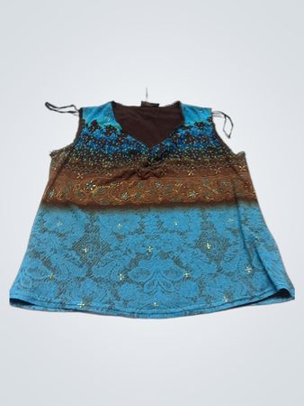 Cimarron Blue and Brown gemustertes ärmelloses Top