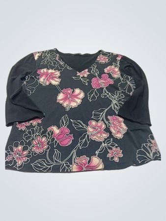 Damen-Oberteil mit Blumenmuster, V-Ausschnitt und langen Ärmeln