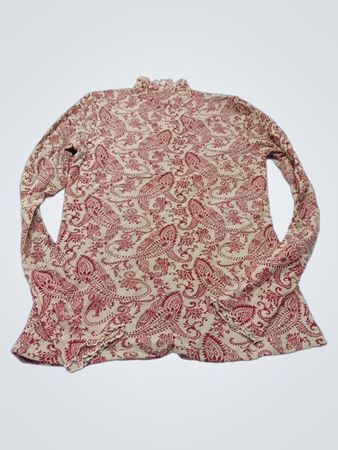 Paisley-Muster Mockneck Langarmshirt