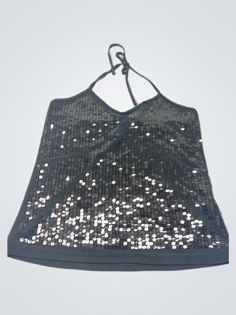 Schwarzes Pailletten-Halter-Cami-Top