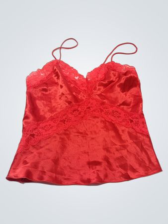 Rotes Satin-Spitzen-Cami