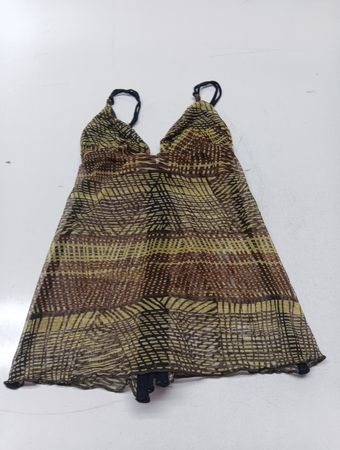 Braun-gelbes abstraktes Printkleid