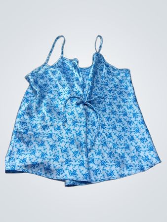 Blaue Spaghettiträger-Camisole mit Blumenmuster und Bindeband