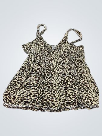 Leoprint-Camisole mit gerafftem Saum