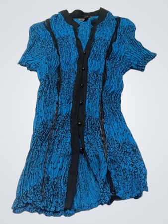 Vestito increspato blu e nero Jessica