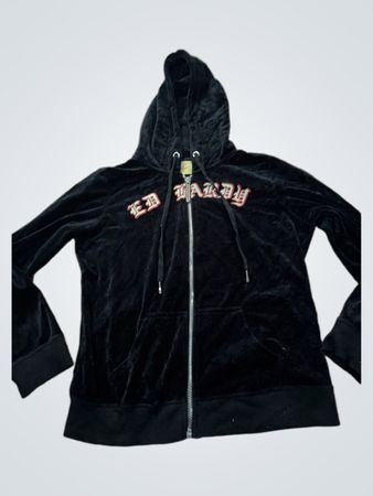 Ed Hardy Velours-Hoodie mit Tiger-Print