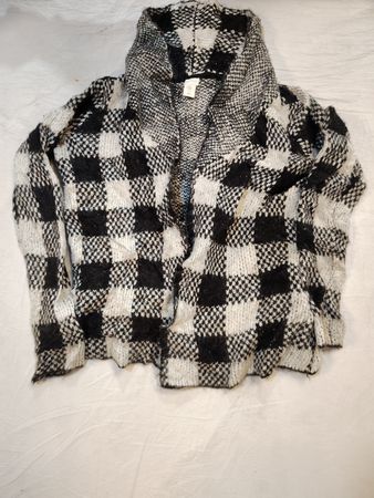 ASPEN Black and White Checkered Knit Sweater