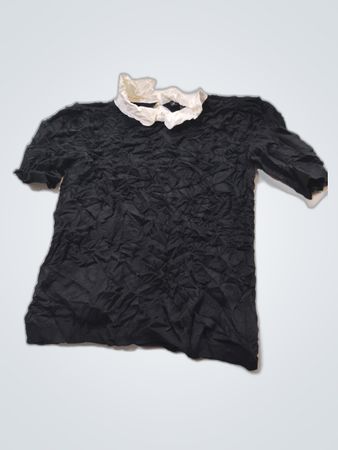 Black Blouse with White Collar