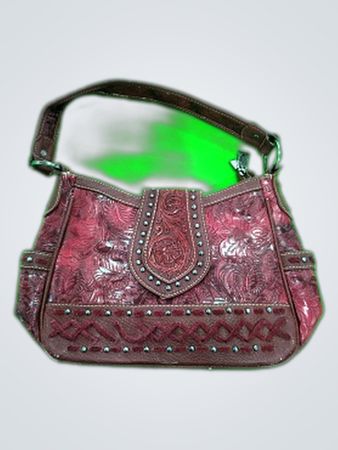 Red Studded Shoulder Bag