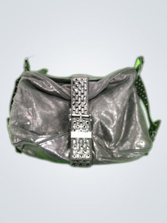 Gray Leather Shoulder Bag