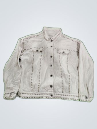 White Denim Jacket with Rivets