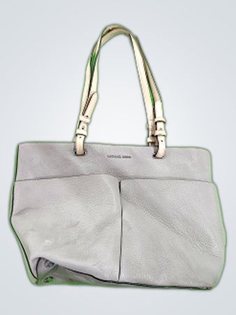 Gray Leather Handbag