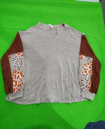Long Sleeve Shirt with Animal Print Sleeves
