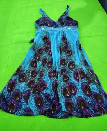 Magic Peacock Print Sleeveless Party Dress