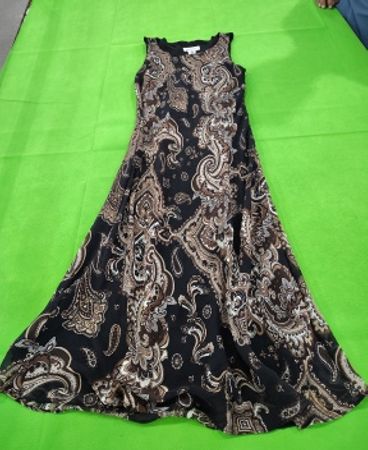 Black and Gold Paisley Maxi Dress