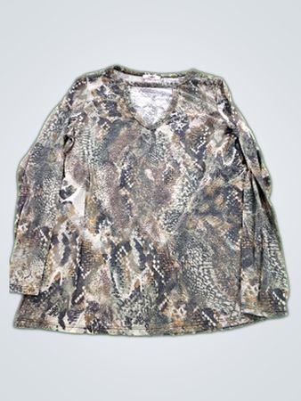 Geegle Printed V-Neck Long Sleeve Blouse