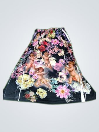 Floral Cherub Print Maxi Skirt
