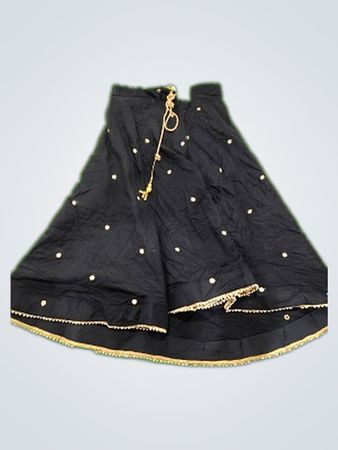 Black Embellished Flared Mini Skirt