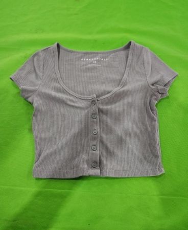 Aeropostale Top Corto Grigio a Costine