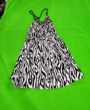 Vestido Mini de Alça Espaguete com Estampa de Zebra