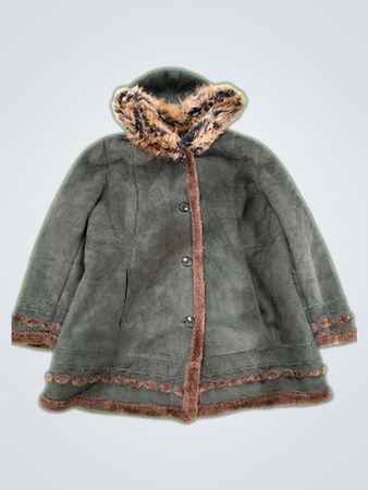 Fur Trimmed Hooded Coat