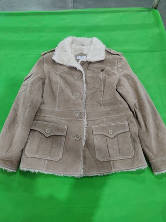 JLO Suede Jacket with Fur Collar