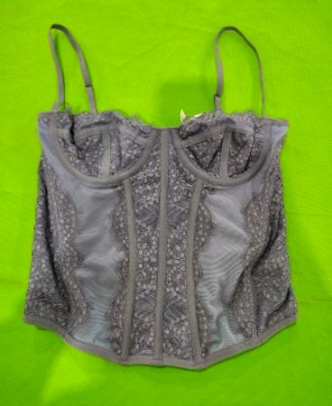 Grey Lace Bustier Top