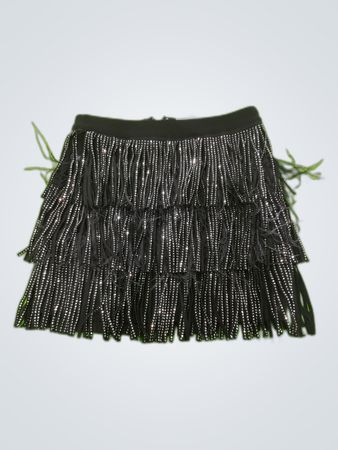 Hot & Delicious Black Fringed Mini Skirt