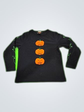 Black Halloween Pumpkin Long-Sleeve Shirt
