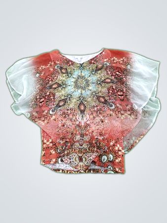 Westport 1962 Printed Sheer Sleeve Blouse