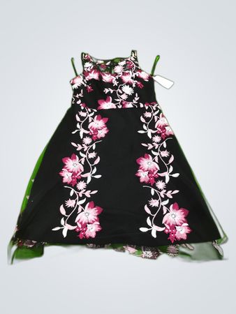 SD Collection Black Floral Embroidered Mini Dress