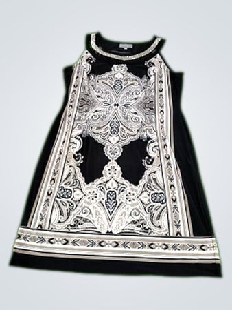 Black and White Embroidered Dress