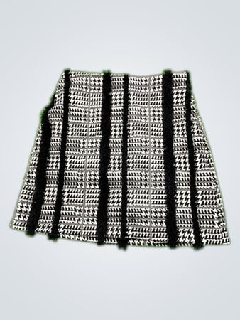 Houndstooth Fringed Mini Skirt