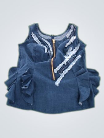 Blue Ruffled Sleeveless Top