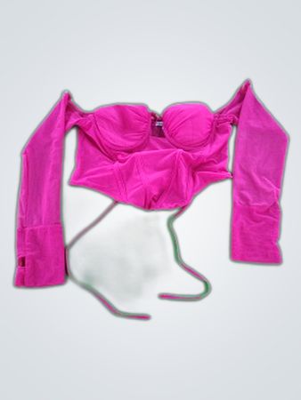 Fashion Pink Off-Shoulder Long Sleeve Crop Top