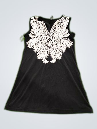Black Sleeveless Top with White Embellishment