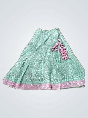 Pink and Green Sequined Skirt
