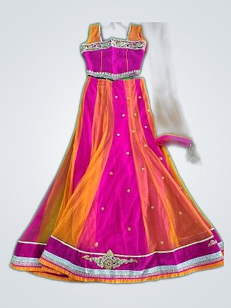 Pink and Orange Lehenga Choli