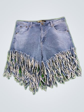 Massimode Fringed Denim Shorts