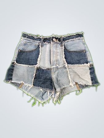Whollabelle Patchwork Denim Shorts