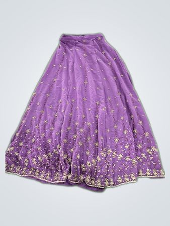 Purple Embroidered Maxi Skirt
