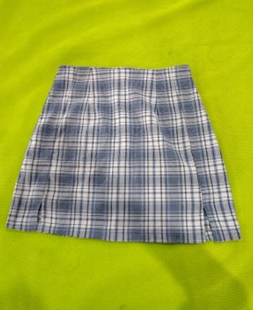 Blue and White Plaid Skirt